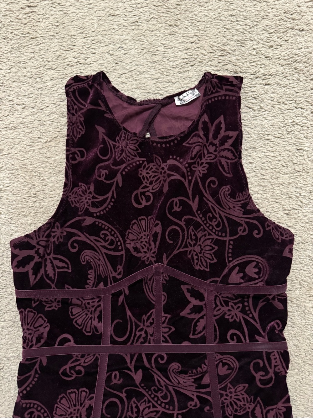 Free People Plum Velvet Burnout Mini Dress - Picture 6 of 7